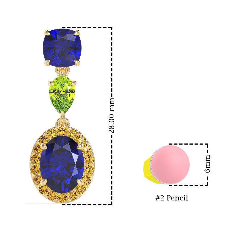 Three-Stone Dangle Halo Earrings