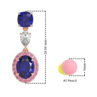Three-Stone Dangle Halo Earrings