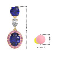 Three-Stone Dangle Halo Earrings