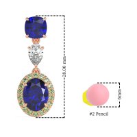 Three-Stone Dangle Halo Earrings