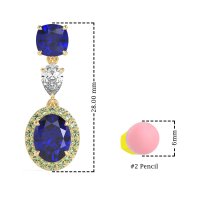 Three-Stone Dangle Halo Earrings