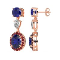 Three-Stone Dangle Halo Earrings