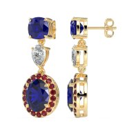 Three-Stone Dangle Halo Earrings