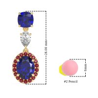 Three-Stone Dangle Halo Earrings