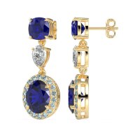 Three-Stone Dangle Halo Earrings