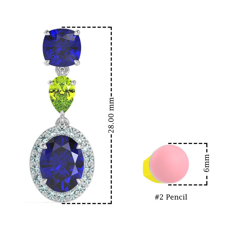 Three-Stone Dangle Halo Earrings