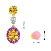 Three-Stone Dangle Halo Earrings