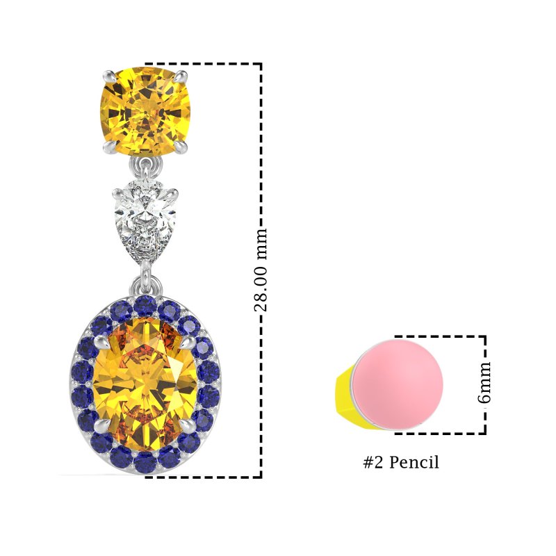 Three-Stone Dangle Halo Earrings