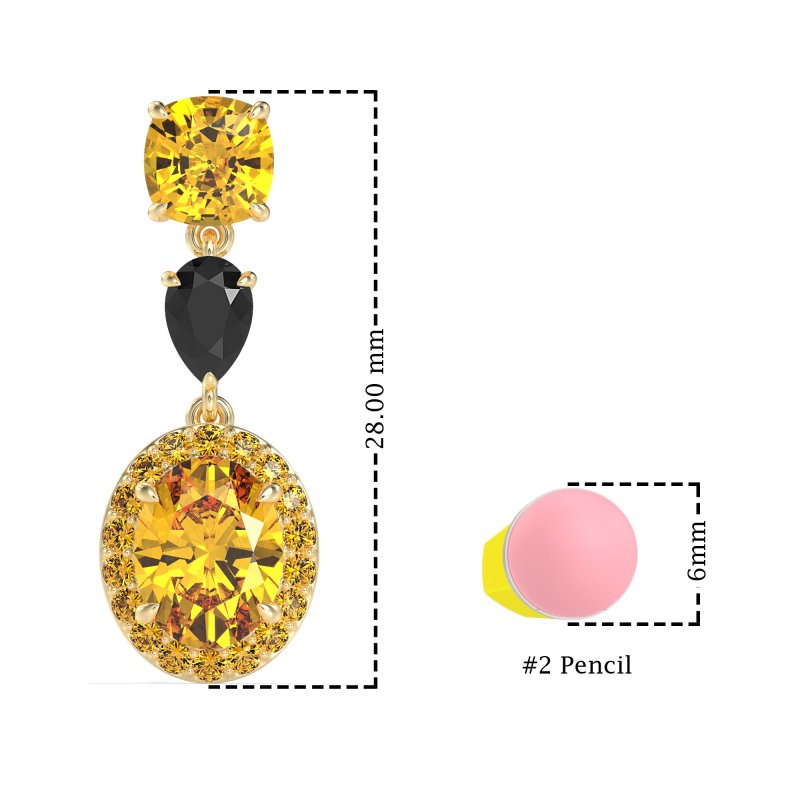 Three-Stone Dangle Halo Earrings