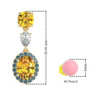 Three-Stone Dangle Halo Earrings