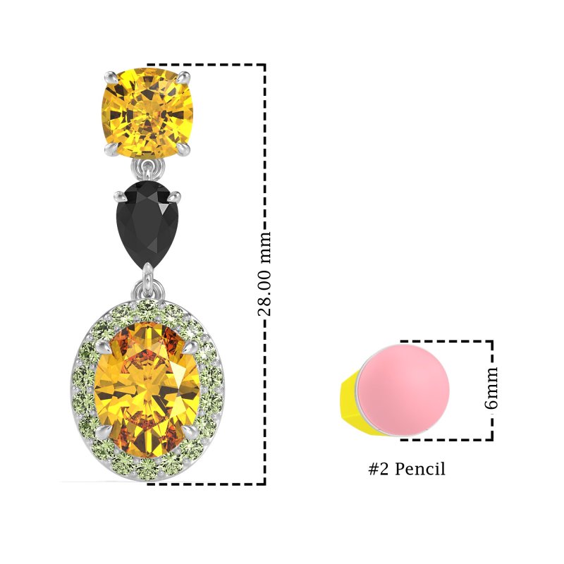 Three-Stone Dangle Halo Earrings