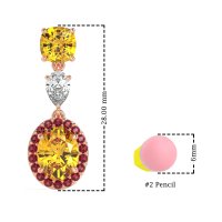 Three-Stone Dangle Halo Earrings