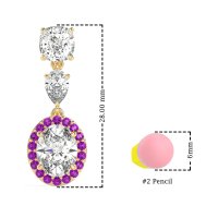 Three-Stone Dangle Halo Earrings