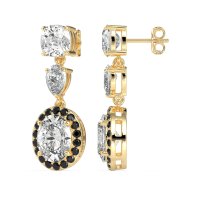 Three-Stone Dangle Halo Earrings