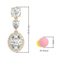 Three-Stone Dangle Halo Earrings