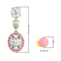 Three-Stone Dangle Halo Earrings