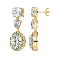Three-Stone Dangle Halo Earrings