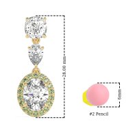 Three-Stone Dangle Halo Earrings