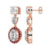 Three-Stone Dangle Halo Earrings