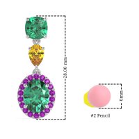 Three-Stone Dangle Halo Earrings