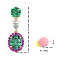 Three-Stone Dangle Halo Earrings