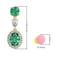 Three-Stone Dangle Halo Earrings