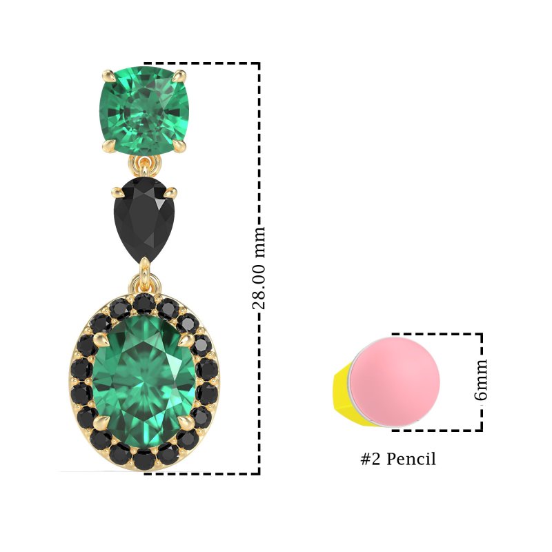 Three-Stone Dangle Halo Earrings