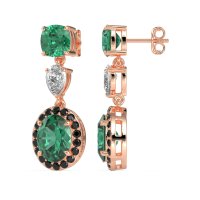 Three-Stone Dangle Halo Earrings