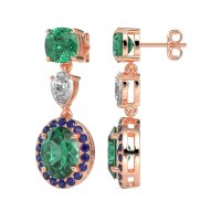 Three-Stone Dangle Halo Earrings