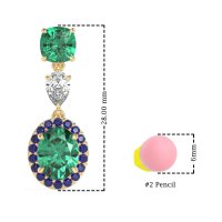 Three-Stone Dangle Halo Earrings