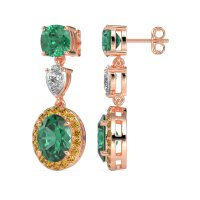 Three-Stone Dangle Halo Earrings