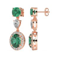 Three-Stone Dangle Halo Earrings