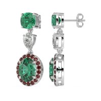 Three-Stone Dangle Halo Earrings