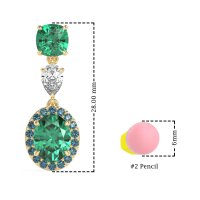 Three-Stone Dangle Halo Earrings