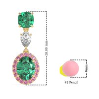 Three-Stone Dangle Halo Earrings