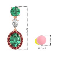 Three-Stone Dangle Halo Earrings