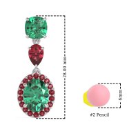 Three-Stone Dangle Halo Earrings