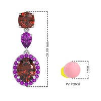 Three-Stone Dangle Halo Earrings