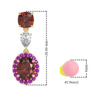 Three-Stone Dangle Halo Earrings