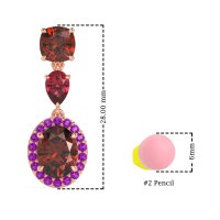 Three-Stone Dangle Halo Earrings