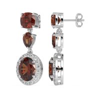 Three-Stone Dangle Halo Earrings