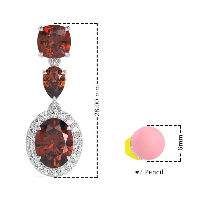 Three-Stone Dangle Halo Earrings