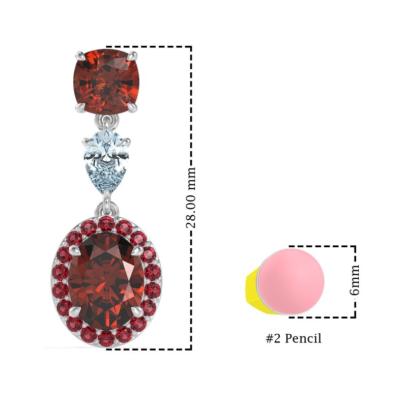 Three-Stone Dangle Halo Earrings
