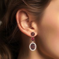 Three-Stone Dangle Halo Earrings