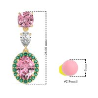 Three-Stone Dangle Halo Earrings
