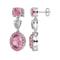 Three-Stone Dangle Halo Earrings