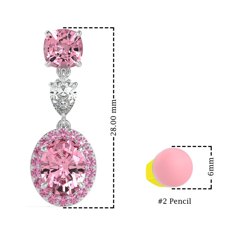 Three-Stone Dangle Halo Earrings