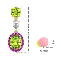 Three-Stone Dangle Halo Earrings