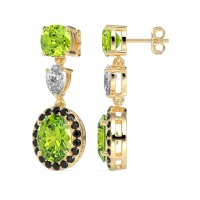 Three-Stone Dangle Halo Earrings