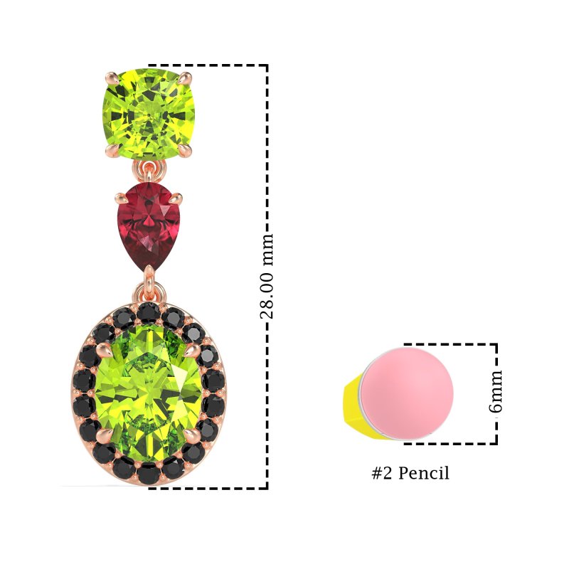 Three-Stone Dangle Halo Earrings